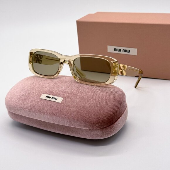 NEW MIU MIU SMU 08Z 11T40F SQUARE WOMEN SUNGLASSES MU08ZS NUDE EYEWEAR MU 08ZS - Picture 1 of 10